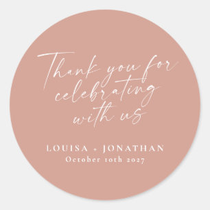 Sticker Rond Élégant Rose Dusty Script tendance Merci personnal