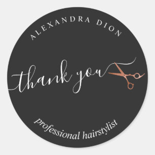 Sticker Rond Elégant rose en cuivre ciseaux en or coiffeuse