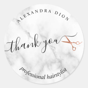 Sticker Rond Elégant rose en cuivre ciseaux en or coiffeuse