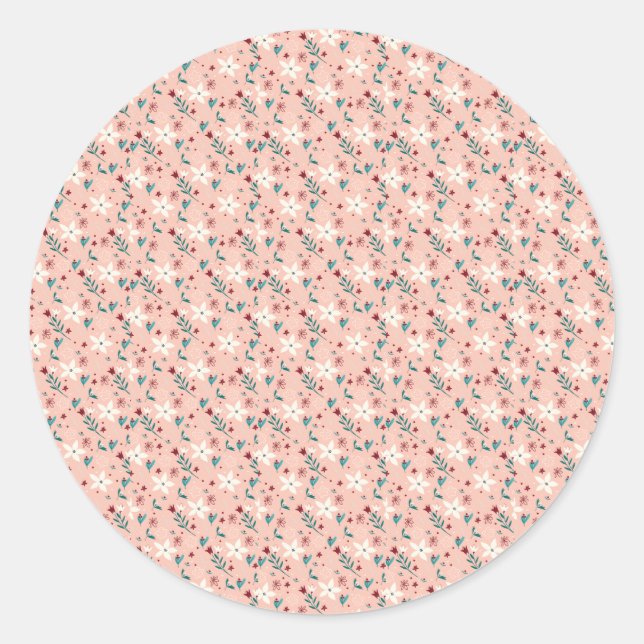 Sticker Rond Élégant rose froral (Devant)