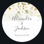 Sticker Rond Elégant Rose & Gold Cursive Wedding Favor<br><div class="desc">Parfait pour votre journée spéciale ! Consultez nos articles correspondants : https://www.zazzle.com/store/bdp_designs/products?cg=196448434588051810</div>