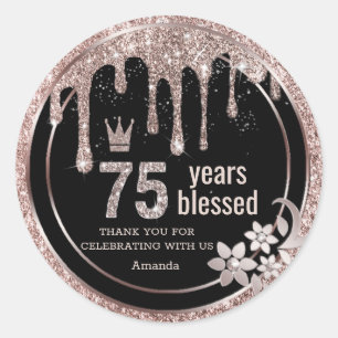 Sticker Rond Élégant Rose Gold Drives Merci