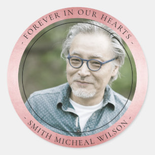Sticker Rond Élégant Rose Gold Rose Sympathy Photo