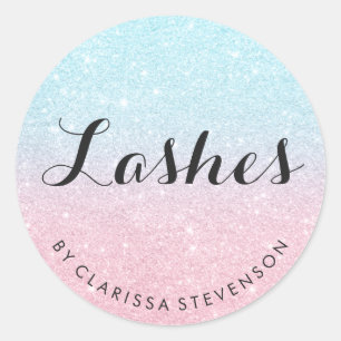 Sticker Rond Elégant rose moderne or & bleu parties scintillant