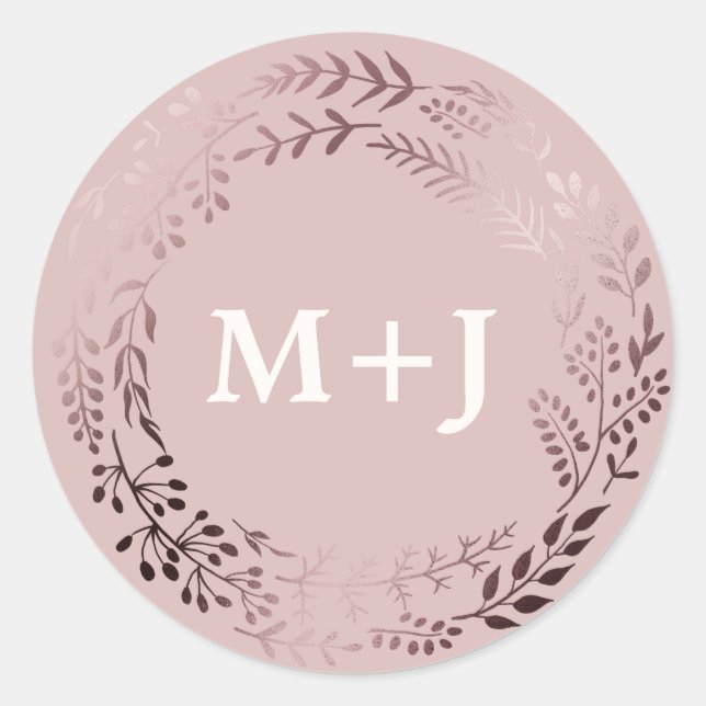 Sticker Rond Elégant Rose Or et rose Mariage Enveloppe sceaux (Devant)