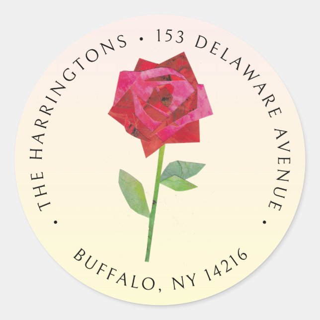 Sticker Rond Élégant Rose rétro à la main Adresse de retour ill (Devant)