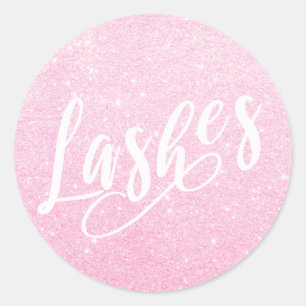 Sticker Rond Élégant rose rose moderne parties scintillant lash