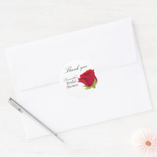 Sticker Rond Elegant Rose Rouge Baby Shower Bridale 