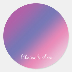 Sticker Rond élégant rose violet bleu ombre dégradé coloré