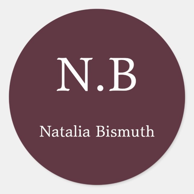 Sticker Rond Élégant rouge monogrammé (Devant)