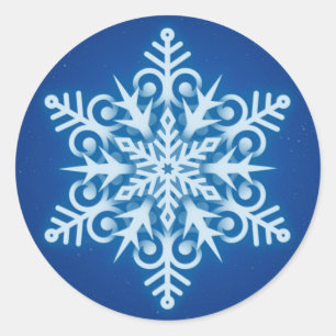 Sticker Rond Élégant Royal Blue Snowflake Noël