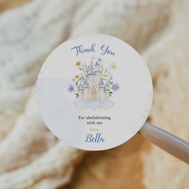 Sticker Rond Elegant Royal Princess Castle Birthday Party  (Créateur téléchargé)