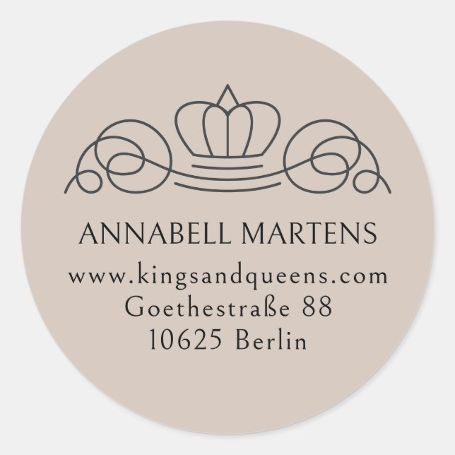 Sticker Rond Elégant, royal, salon, brun clair + noir (Devant)