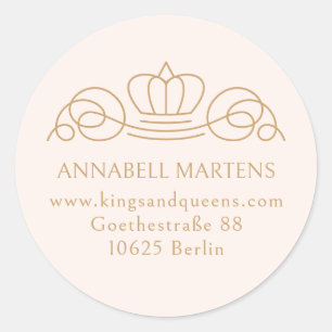 Sticker Rond Elégant, royal, salon, rose vif+ beige-marron