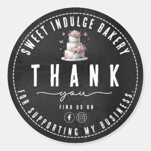 Sticker Rond Elégant Rustic Black Blanc boulangerie Merci