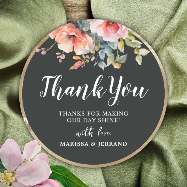 Sticker Rond Elégant Rustique Floral Gold Frame Mariage Faveurs (Elegant Rustic Floral Gold Frame Wedding Favors Classic Round Sticker)