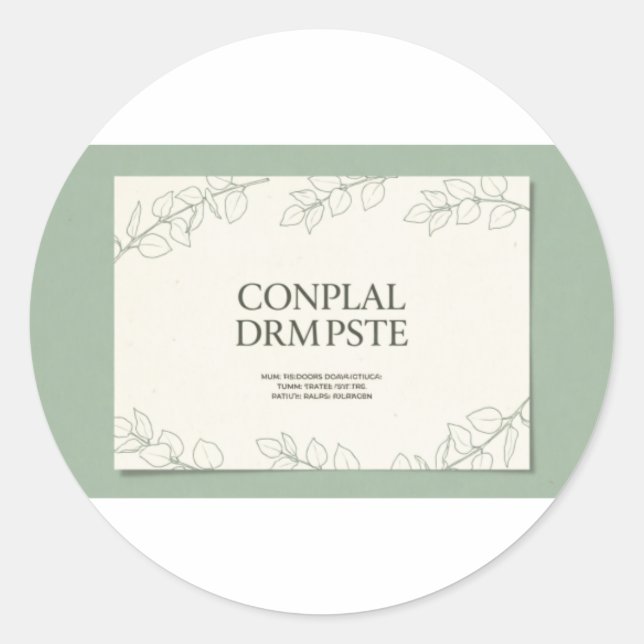 Sticker Rond Elegant Sage Green Botanical Wedding Invitation -  (Devant)
