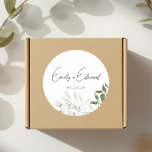Sticker Rond Elegant Sage Greenery and White Floral Wedding<br><div class="desc">The "finishing touch" for your wedding branding. Use these round stickers for favor boxes,  welcome bags,  or DIY programs. The muted sage botanicals offer a clean,  organic look that coordinates perfectly with the rest of your suite.</div>