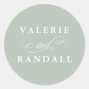 Sticker Rond Elégant Sceau d'enveloppe Mariage vert subtil