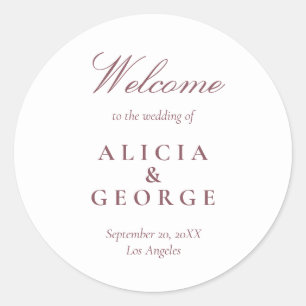 Sticker Rond Elégant script bordeaux simple mariage faveur