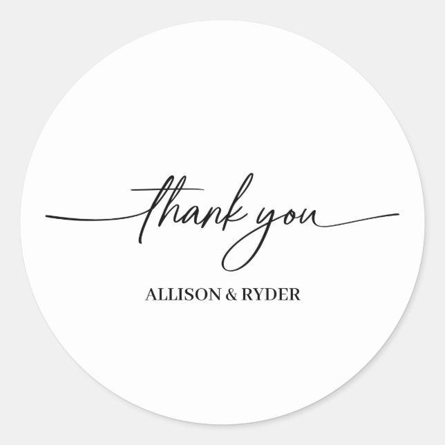 Sticker Rond Élégant Script de remerciement Cadeau de mariage  (Devant)