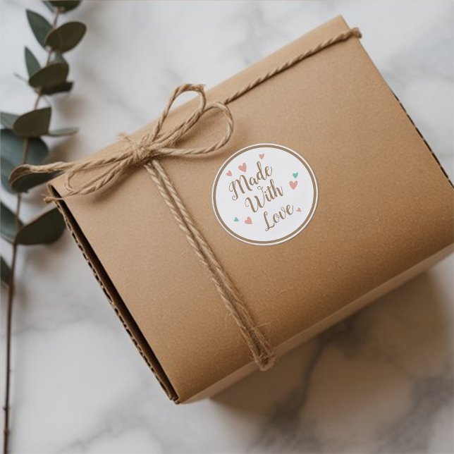 Sticker Rond Élégant Script fait avec amour gâteau boulangerie  (Créateur téléchargé)