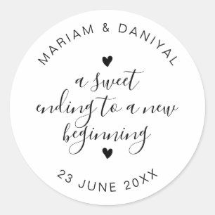 Sticker Rond Élégant Script Fin Douce Faveur de Mariage Grande