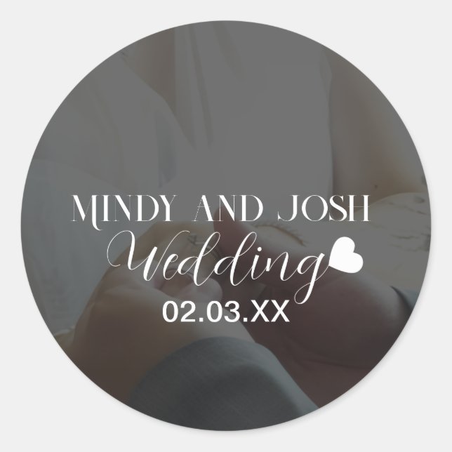 Sticker Rond Elegant Script Heart Photo  (Devant)