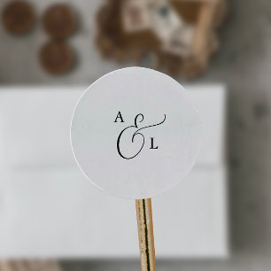 Sticker Rond Elégant Script Monogramme Mariage Enveloppe sceaux