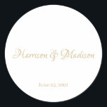 Sticker Rond Élégant script personnalisé Mariage favori étiquet<br><div class="desc">Élégant script personnalisé Mariage favori autocollants étiquette. Noms et date personnalisables.</div>