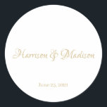 Sticker Rond Élégant script personnalisé Mariage favori étiquet<br><div class="desc">Élégant script personnalisé Mariage favori autocollants étiquette. Noms et date personnalisables.</div>