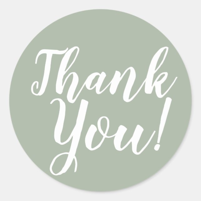 Sticker Rond Élégant Script Remerciement Vert Sauge Favori (Devant)