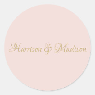 Sticker Rond Élégant script rose vif Mariage favoris autocollan