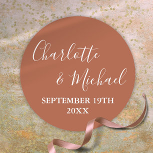 Sticker Rond Élégant Script Signature Terracotta