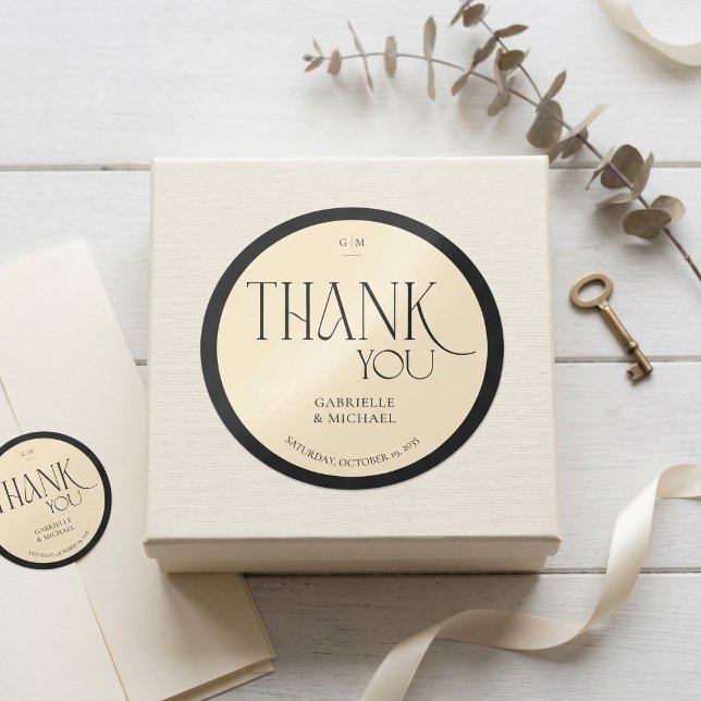 Sticker Rond Elegant Serif Typography "Thank You" Wedding Favor (Créateur téléchargé)
