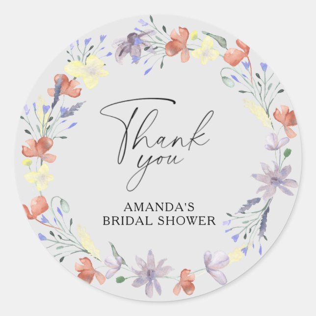 Sticker Rond Élégant shower bohème floral de mariage (Devant)