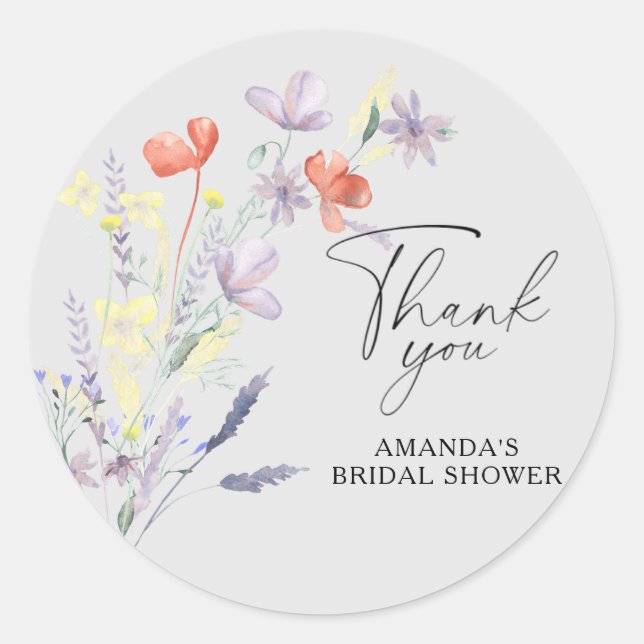 Sticker Rond Élégant shower bohème floral de mariage (Devant)
