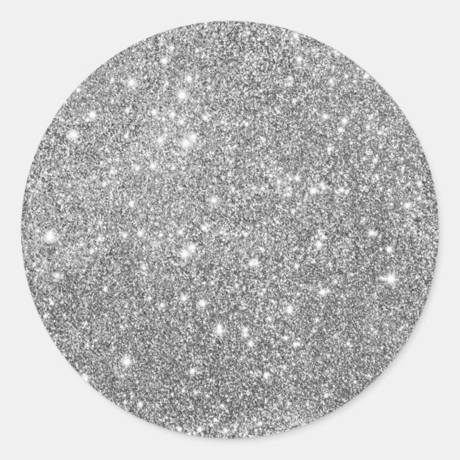 Sticker Rond Elegant Silver Glitter (Devant)
