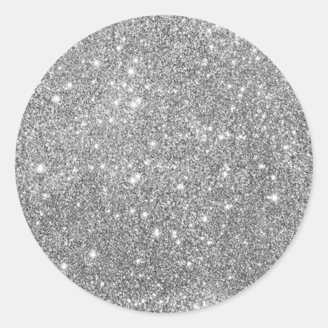 Sticker Rond Elegant Silver Glitter (Devant)