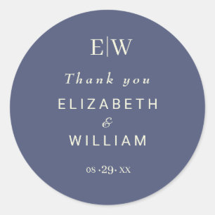 Sticker Rond Elégant simple de l'avenir Dusk avec Mariage Monog