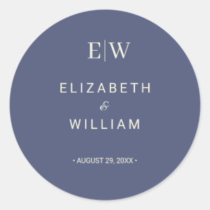 Sticker Rond Elégant simple de l'avenir Dusk avec Mariage Monog