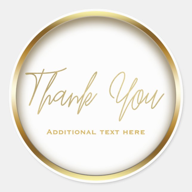 Sticker Rond Élégant Simple Glam Favor Chic Or et Blanc (Devant)