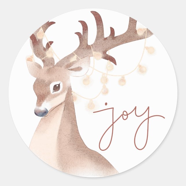 Sticker Rond Élégant Simple Moderne Mignon Renne Noël (Devant)