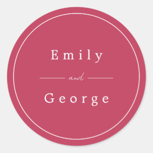 Sticker Rond Élégant Simple Viva Magenta Moderne Mariage tendan
