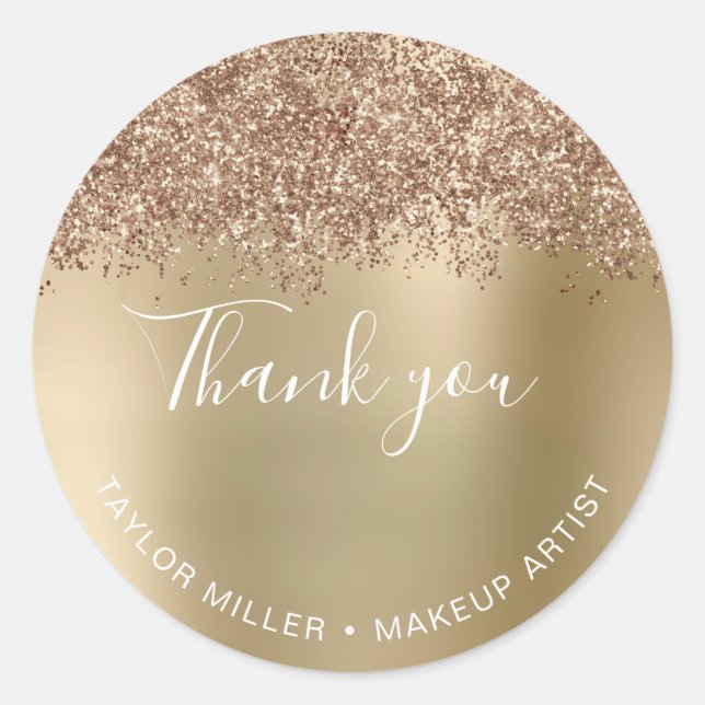 Sticker Rond Elégant style cuivre rose or parties scintillant m (Devant)