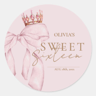 Sticker Rond Elegant Sweet Sixteen Birthday