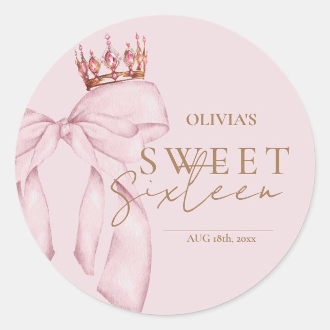 Sticker Rond Elegant Sweet Sixteen Birthday (Devant)