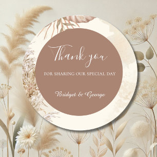 Sticker Rond élégant taupe Neutral Pampas Grass