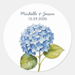 Sticker Rond Élégant Tendance Mariage Aquarelle Hydrangea Flora