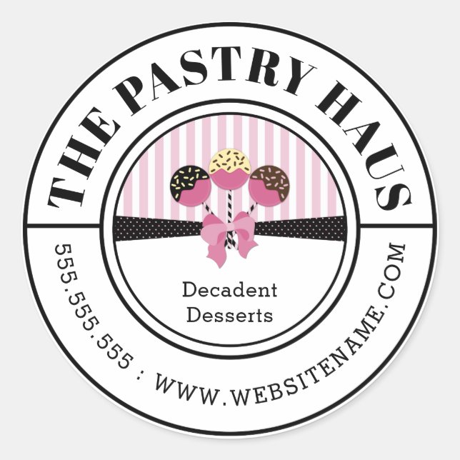 Sticker Rond Élégant texte courbé de côtelettes de gâteau (Devant)